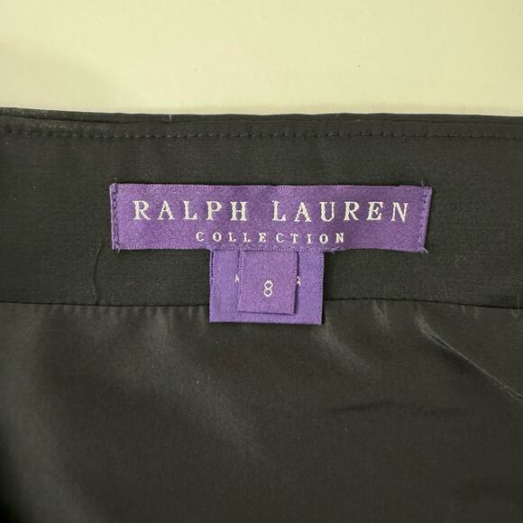 Ralph Lauren Collection A-Line Skirt Silk Wool Blend Union Made in USA Black | 8 - Picture 6 of 10